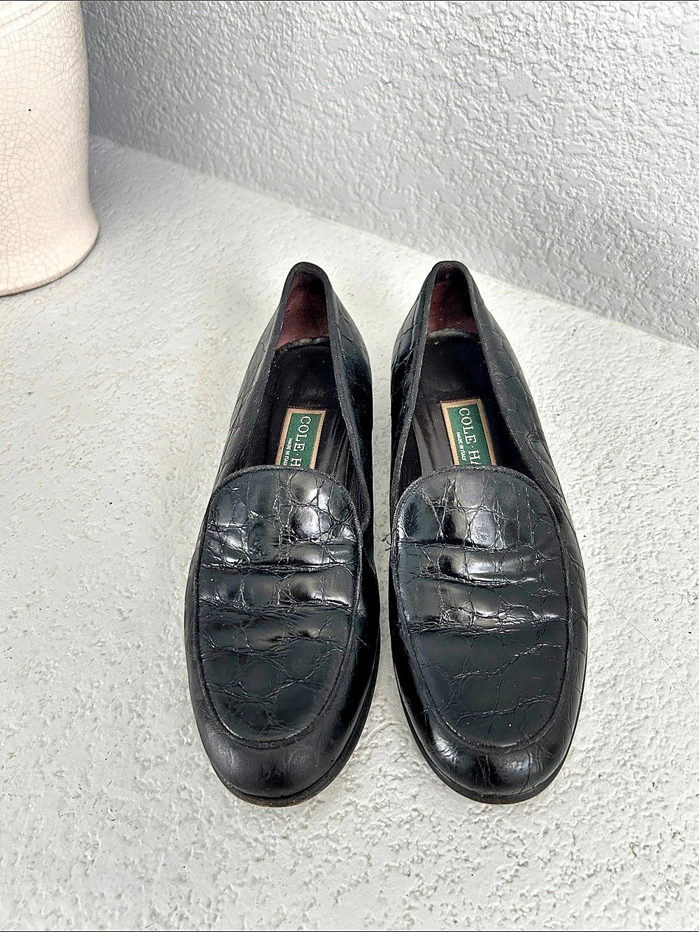 Cole Haan Black Croc-Embossed Loafers